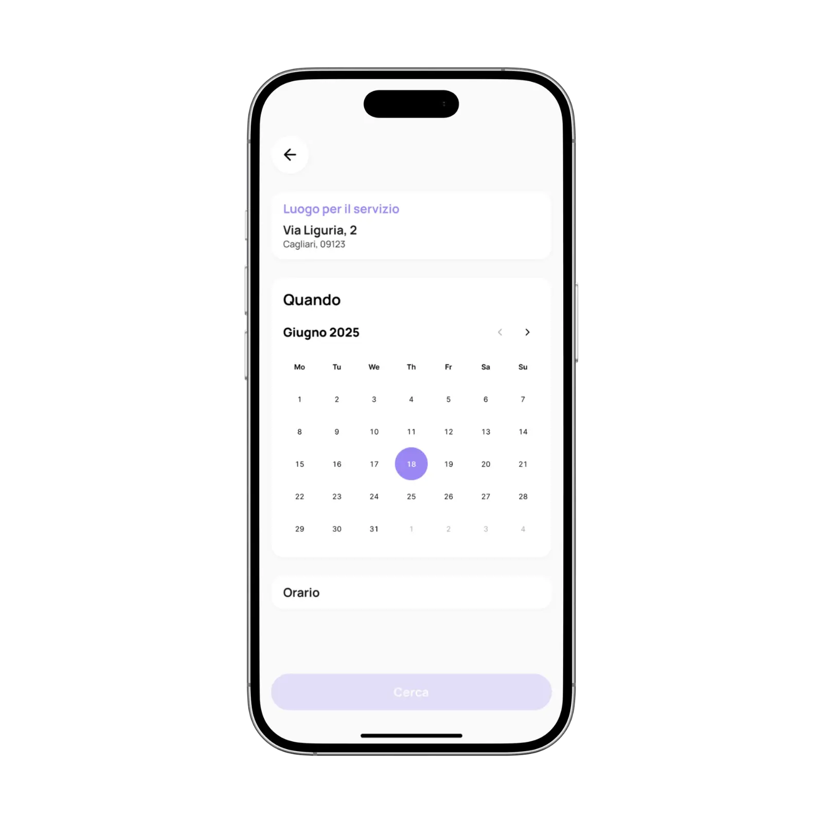 Prenotazione pulizie dall'app Homeperly